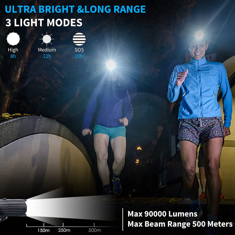 LED Rechargeable Headlamps, Alifa 90000 Lumens Headlamps for Adults, Head Lamps Outdoor Led Rechargeable, Waterproof, 3 Modes, USB Head Flashlight for Hiking, Running, Fishing, Camping - NewNest Australia