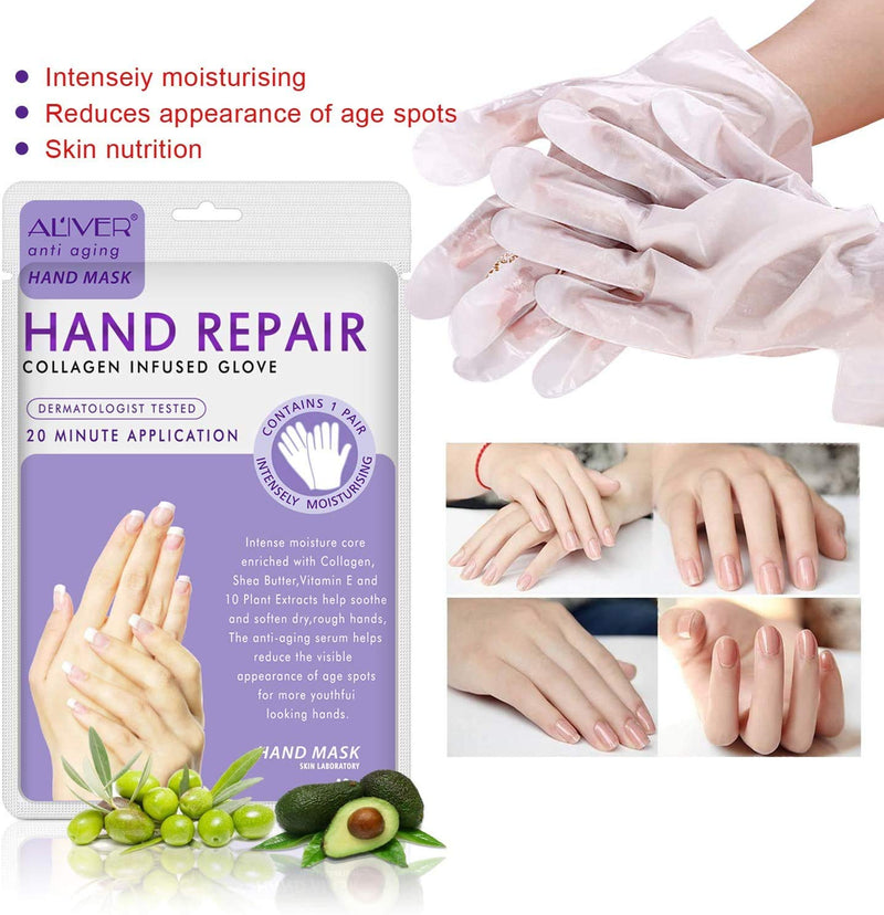 4 Pack Hands Moisturizing Gloves, Hand Spa Mask Infused Collagen, Serum + Vitamins + Natural Plant Extracts for Dry, Cracked Hands, Moisturizer Hands Mask, Repair Rough Skin for Women&Men - NewNest Australia