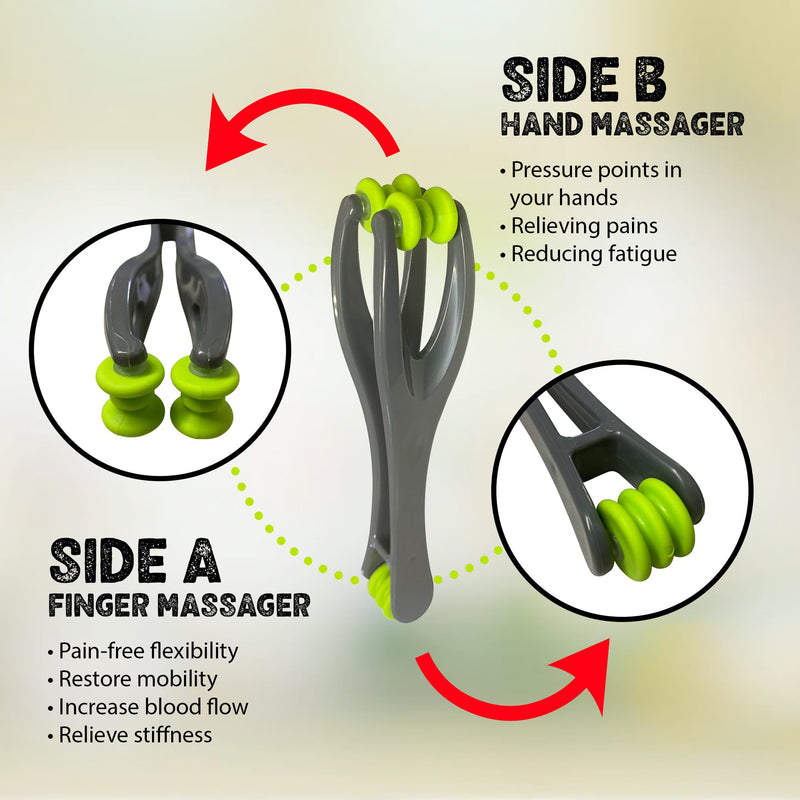 Resultsport 2 In 1 Finger & Hand Massager Roller - Non-Slip Handle Trigger Point Tool With 2 Massage Options For Blood Circulation, Stress Relief, Stiffness, Arthritis - NewNest Australia