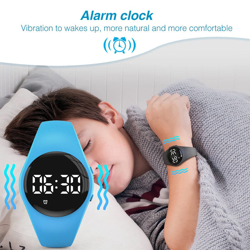 Led Digital Pedometer Watch , Digital Steps Tracker , Non-Bluetooth, Vibrating Alarm Clock, Stopwatch, Great Gift for Children Teens Girls Boys Women Blue - NewNest Australia