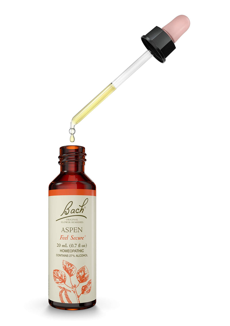 Bach Original Flower Remedies, Aspen for Apprehension and Security, Natural Homeopathic Flower Essence, Holistic Wellness and Stress Relief, Vegan, 20mL Dropper - NewNest Australia