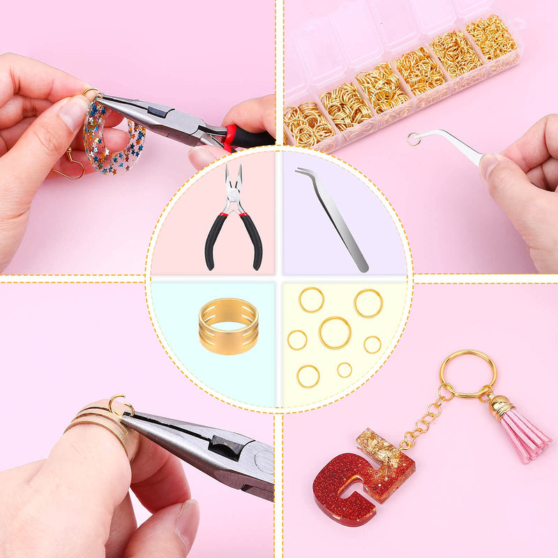 Gold Jump Rings for Jewelry Making, Paxcoo 1500Pcs Jewelry Necklace Repair Kit with Jewelry Making Supplies and Jewelry Pliers for Bangle Charms, Earrings and Nail Piercing Gold - NewNest Australia