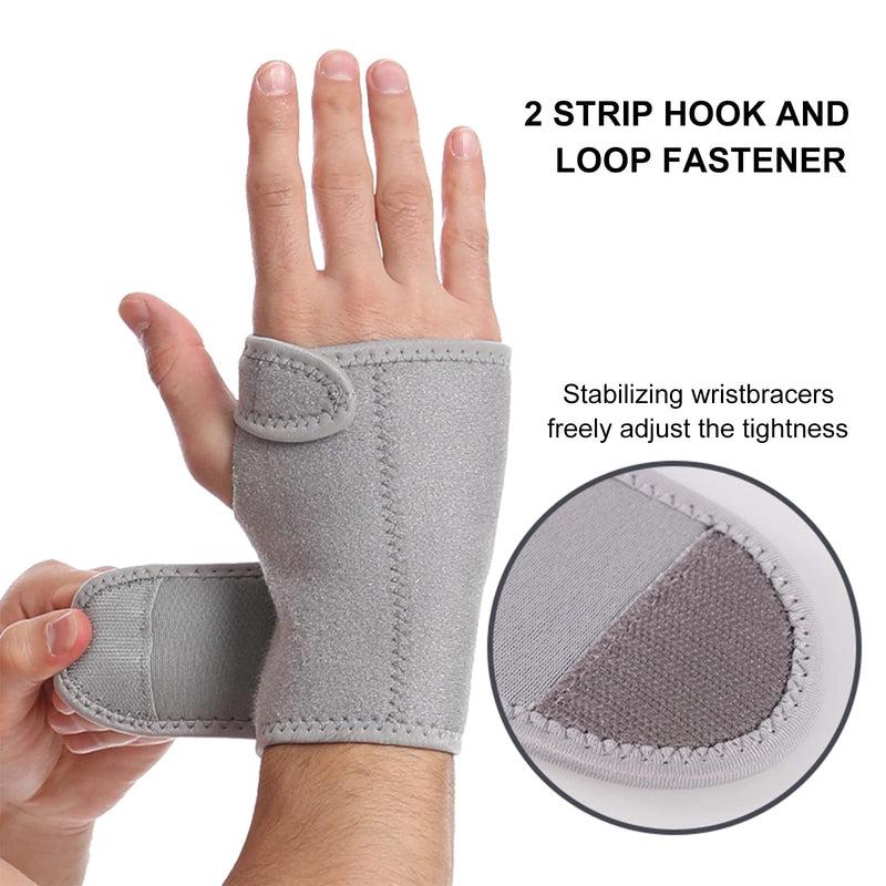 Wrist Splint Support Brace Compression Wrist Brace Elastic Adjustable Carpal Tunnel Support with Metal Strip for Sports, Fitness, Arthritis, Tendonitis One Size Single (Left Hand, Grey) Left Hand - NewNest Australia