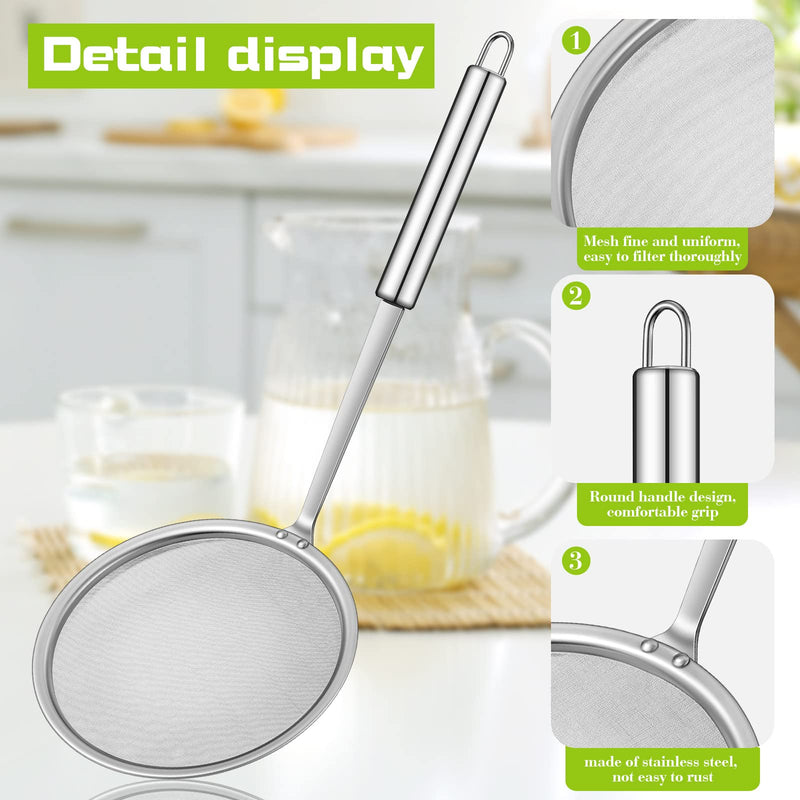 Hot Pot Fat Skimmer Spoon 4 Pieces Fine Mesh Strainer 201 Stainless Steel Strainer Sliver Spoon Strainer Fat Colander Spoon Oil Skimmer Ladle for Cooking Skimming Grease,gravy and Foam - NewNest Australia