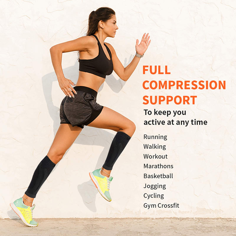 CAMBIVO 2 Pairs Calf Compression Sleeve Men & Women, Shin Splints Support and Calf Support Sleeves, Compression Leg Socks for Running Sports, Flight, Hiking,Cycling S-M Black (4 pack) - NewNest Australia