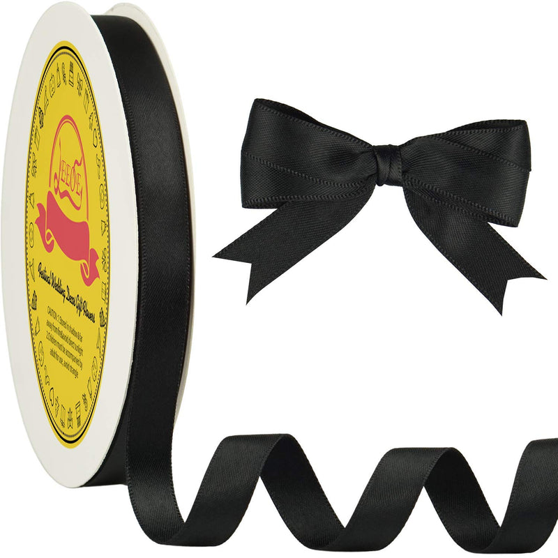 LEEQE Double Face Satin Ribbon 1/2" X 50 Yards Polyester Black Ribbon for Gift Wrapping Very Suitable for Weddings Party Hair Bow Invitation Decorations and More 1/2 INCH；50 Yards - NewNest Australia