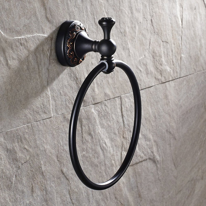 Leyden Brass Towel Ring, Oil Rubbed Bronze Round Hand Towel Holder for Bathroom Screw Mounted Round Towel Ring - NewNest Australia