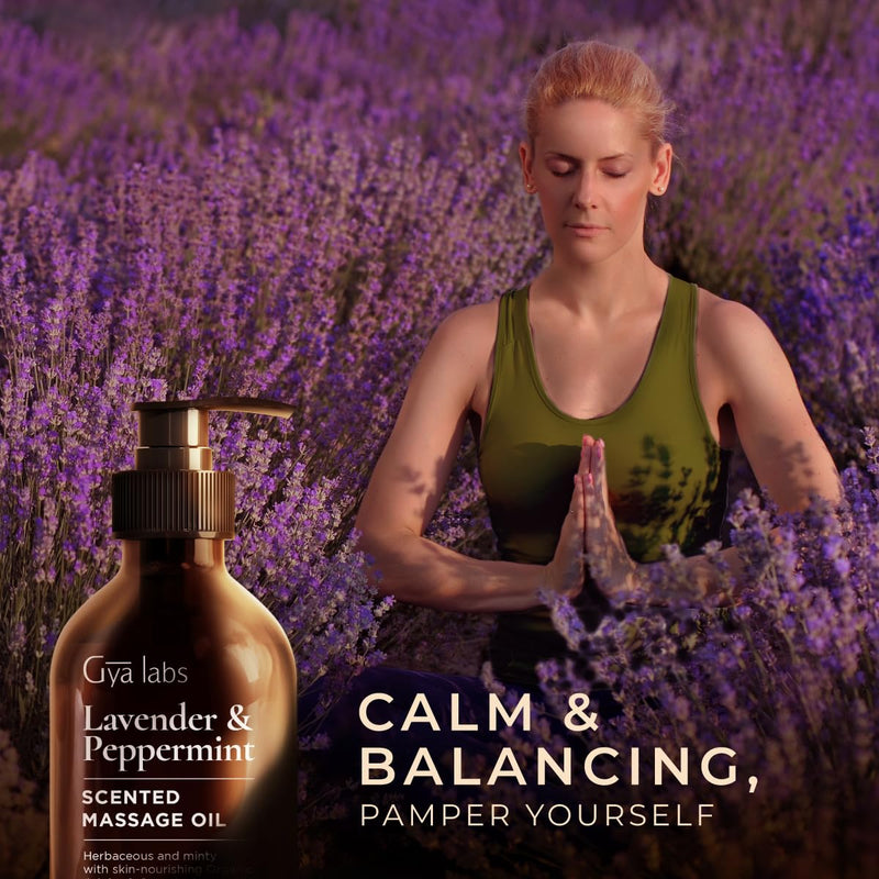 Gya Labs Lavender And Peppermint Massage Oil (200Ml) - Aromatherapy Oil Massage Oil For Sore Muscle And Skin - Made With Jojoba, Argan, Sunflower, Sweet Almond And Vitamin E - NewNest Australia