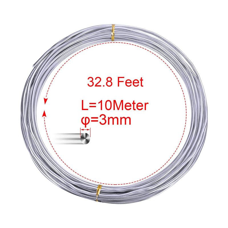 Silver Aluminum Wire Metal Craft Wire 3mm Diameter (9 Gauge), 10 M (32.8 feet), Bendable and Flexible Floral Armature Wire for DIY Arts and Craft Projects by STARVAST - NewNest Australia