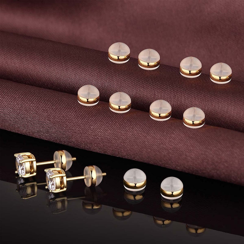 DELECOE 12pcs Gold Soft Silicone Earring Backs for Studs Gold Belt Rubber Earring Backs Replacements Hypoallergenic Safety Plastic Earring Back for Studs Earring Hoops Fish Hook - NewNest Australia