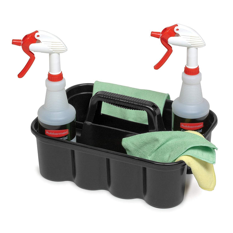 Rubbermaid Commercial Products Deluxe Carry Caddy for Cleaning Products, Spray Bottles, Sports/Water Bottles, and Postmates/Uber Eats Drivers, Black (FG315488BLA) 1 Pack - NewNest Australia