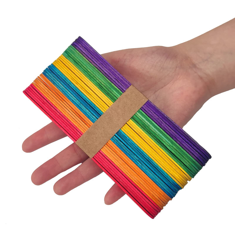 120 Pcs 6” Colored Jumbo Wooden Craft Sticks, Rainbow Wooden Popsicle Sticks, Wide Lollipop Sticks, Treat Sticks Ice Pop Sticks fir Creative Designs or Kids Education, Home Art Projects - NewNest Australia
