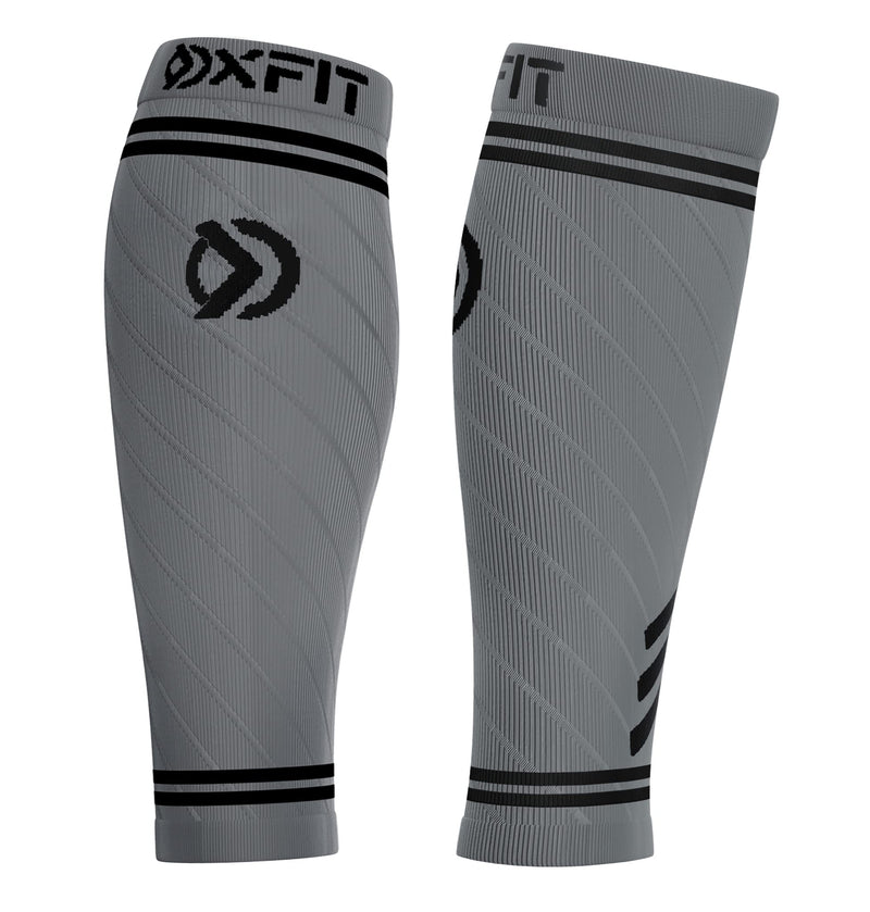 OXFIT Calf Compression Sleeve for Men & Women - Shin Splints Support, Calf Sleeves Ideal for Running, Injury Recovery, Leg Socks, Muscle Cramps - Pair (S, Grey) S - NewNest Australia