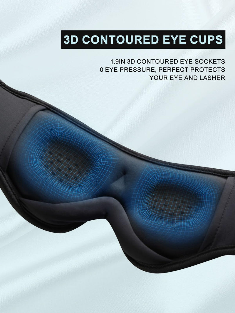3D Sleep Mask with Sleep Headphones,Blackout Sleeping Eye Mask for Women/Men,Breathable and 0 Pressure Blindfold, Night Dream Mask with Travel Bag for Traveling Napping Rest Black - NewNest Australia