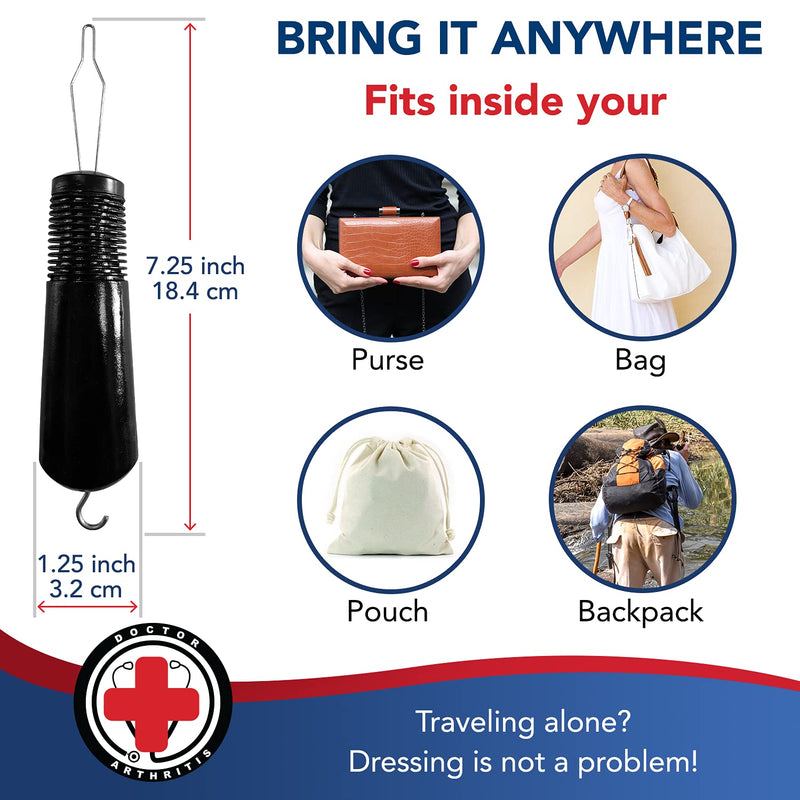 Button Hook & Zipper Pull, Assist, Helper Device, Dress Clothes Tool, Button Shirts Aid, One Hand, Disability, Handicapped and Seniors by Dr. Arthritis - NewNest Australia