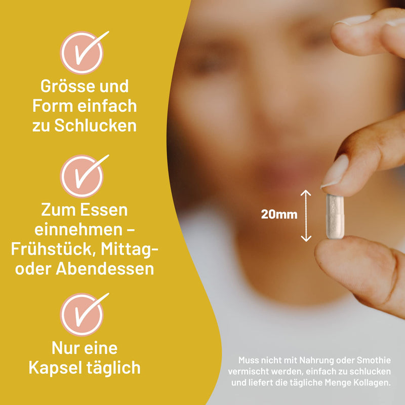 Collagen Capsules High Dose, 60 Capsules With Collagen Powder Vegan, For Healthier Hair, Nails And Skin, Vegan Collagen With Biotin, L-Lysine, Bamboo Silica, Zinc, Vitamin C, E & A. 2 Months - NewNest Australia