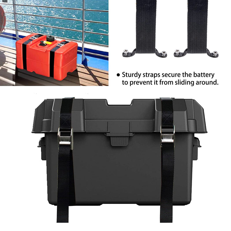Opiytou 78in Battery Tie Down Strap, Battery Box Hold Down Lashing Straps Kit with Stainless Steel Cam Buckle, Stainless Steel Deck Loop Mounts, SS Screws - NewNest Australia
