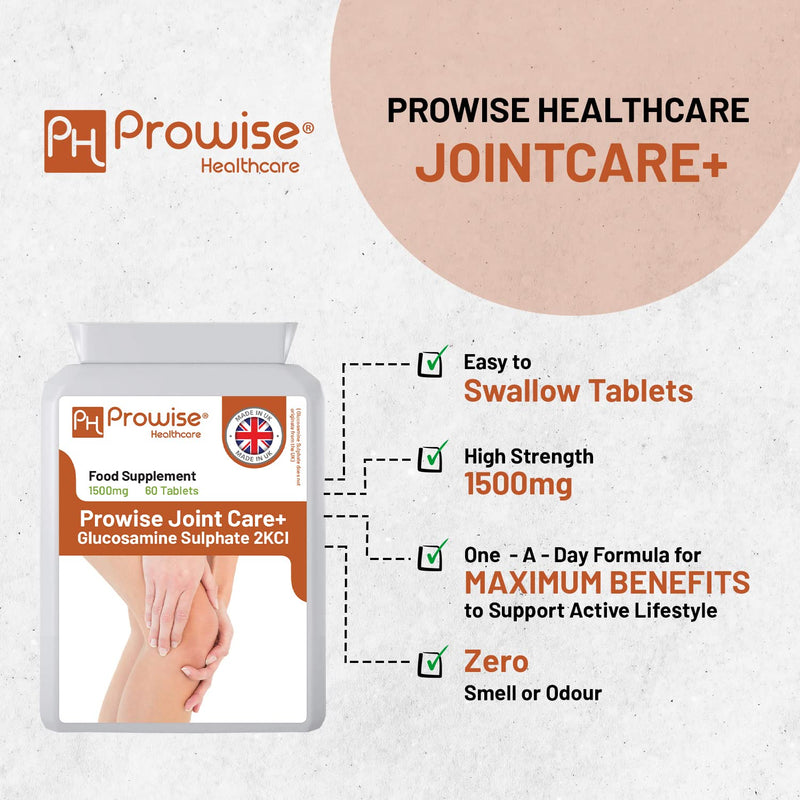 Glucosamine Sulphate 2KCL I Glucosamine 1500mg 60 Tablets (2 Month Supply) I High Strength Glucosamine for Joint Health I Gluten & Dairy Free I Made in The UK by Prowise Healthcare - NewNest Australia