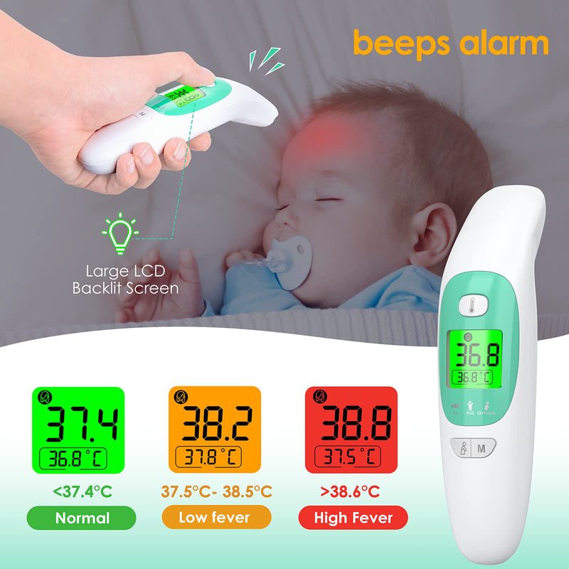 Infrared Digital Ear and Forehead Thermometer, KKmier Non Contact Medical Temperature Thermometer for Adults Children Baby and Object Surface High Temperature Alarm CE - NewNest Australia