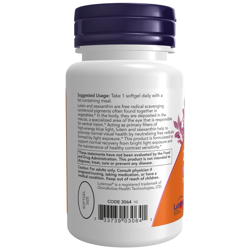 NOW Supplements Lutein & Zeaxanthin with 25 mg Lutein and 5 mg Zeaxanthin, 60 Softgels - NewNest Australia