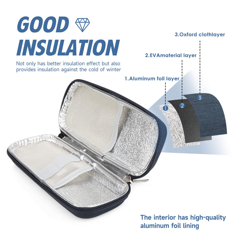 YOUSHARES Insulin Cooler Bag for Diabetes Medication - Practical Travel Bag for Insulin Pen, Syringes & Accessories (Navy Blue) Navy Blue - NewNest Australia