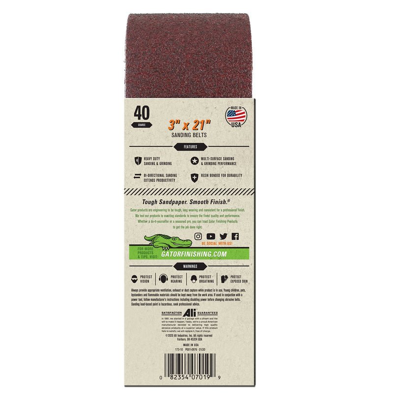 Gator 7019 3" x 21" Red Resin Aluminum Oxide Sanding Belts - NewNest Australia
