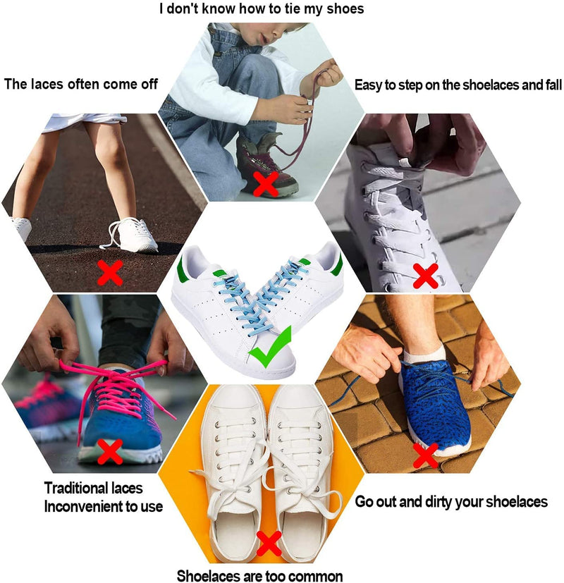 No Tie Elastic Shoelaces,Flat Shoelaces with Metal Buckles, Shoelaces Replacement, Elastic No Tie Shoe Laces for Sneakers Kids/Adults Adjustable Laces, Rubber Tieless Laces Elastic for All Shoes White - NewNest Australia
