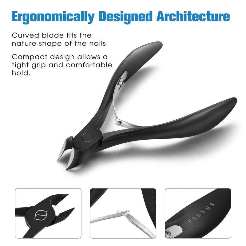 FERYES Toenail Clippers for Thick Nails, Toe Nail Clippers for Ingrown Hard Toe Nail Fingernail - Large Handle Stainless Steel Olecranon Fingernail Clipper, Black Black type2 - NewNest Australia