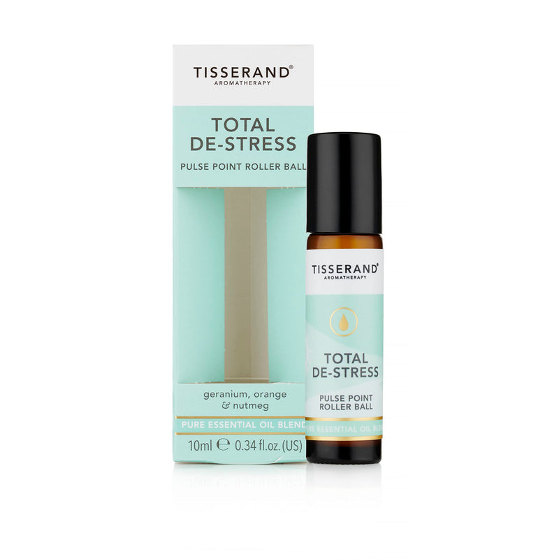 Tisserand Aromatherapy | Total De-Stress | Geranium Pulse Point Aromatherapy Rollerball With Nutmeg & Orange | 100% Pure Essential Oil Blend | 10ml 10 ml (Pack of 1) - NewNest Australia