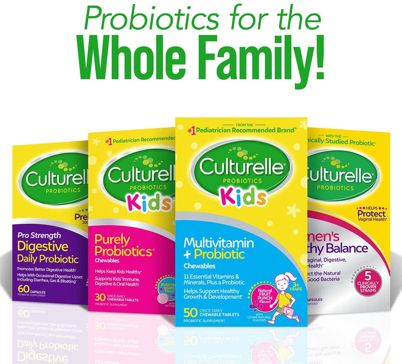 Culturelle Kids Complete Multivitamin + Probiotic Chewable, Digestive & Immune Support for Kids, With 11 Vitamins & Minerals including Vitamin C, D3 and Zinc, Fruit Punch Flavor, 50 Count - NewNest Australia