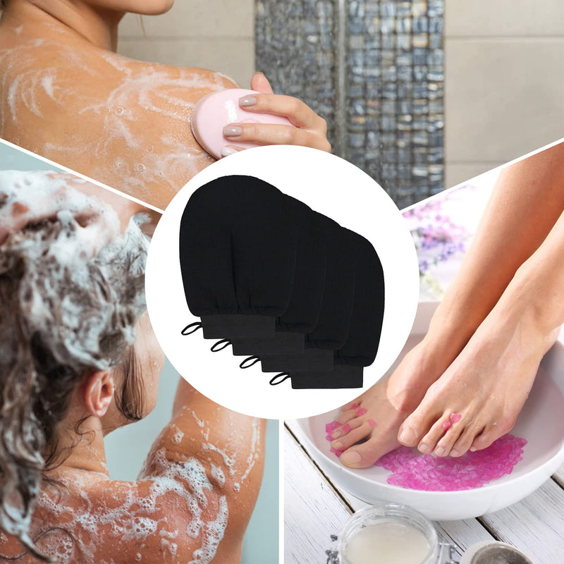 4PCS Exfoliating Gloves, Exfoliating Glove Black Deep Body Exfoliating Glove Dead Skin Remover Shower Body Exfoliating Gloves for Women and Men, Ingrown - NewNest Australia