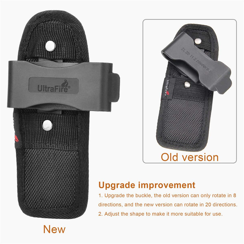 ULTRAFIRE 2PCS 402 Flashlight Pouch Holster,Stretchy Nylon Handheld LED Flashlights Duty Belt Holder,Universal Sizing,with 360 Degrees Rotatable Clip (5.8x2.5in),Black - NewNest Australia