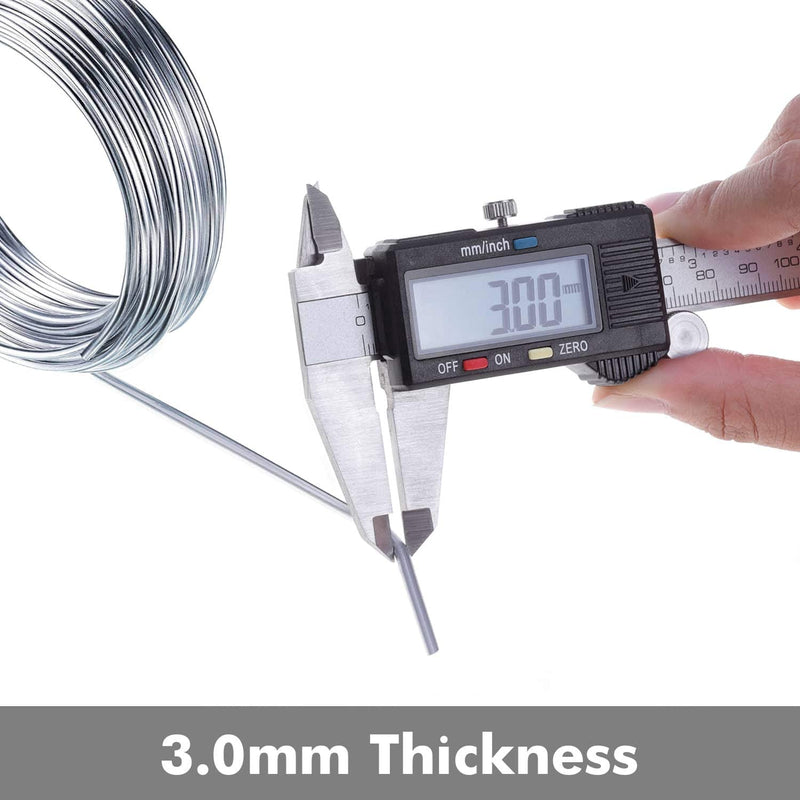 Aluminum Wire, Anezus 9 Gauge 12 Gauge 18 Gauge Bendable Metal Wire Armature Aluminum Craft Wire for Wreath Making Beading Floral (Silver, 3 mm Thickness) 9 Gauge(3 mm) - NewNest Australia