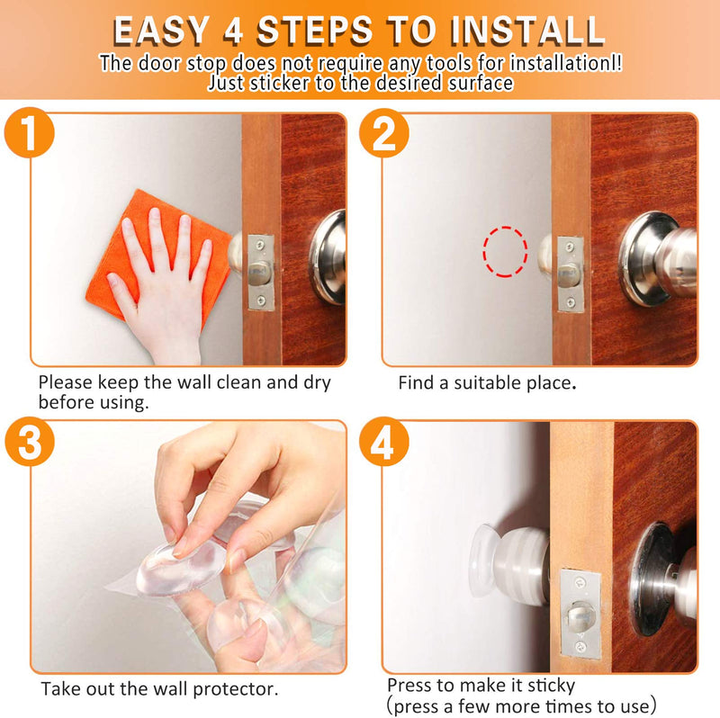 Door Stopper Wall Protector (9pack) - Adhesive Reusable Bumper Protector - Clear, Quiet, Shock Absorbent Gel, Wall Shield & Silencer for Door Handle - Door Knob Safety Cover (Clear, 1.97inch) - NewNest Australia