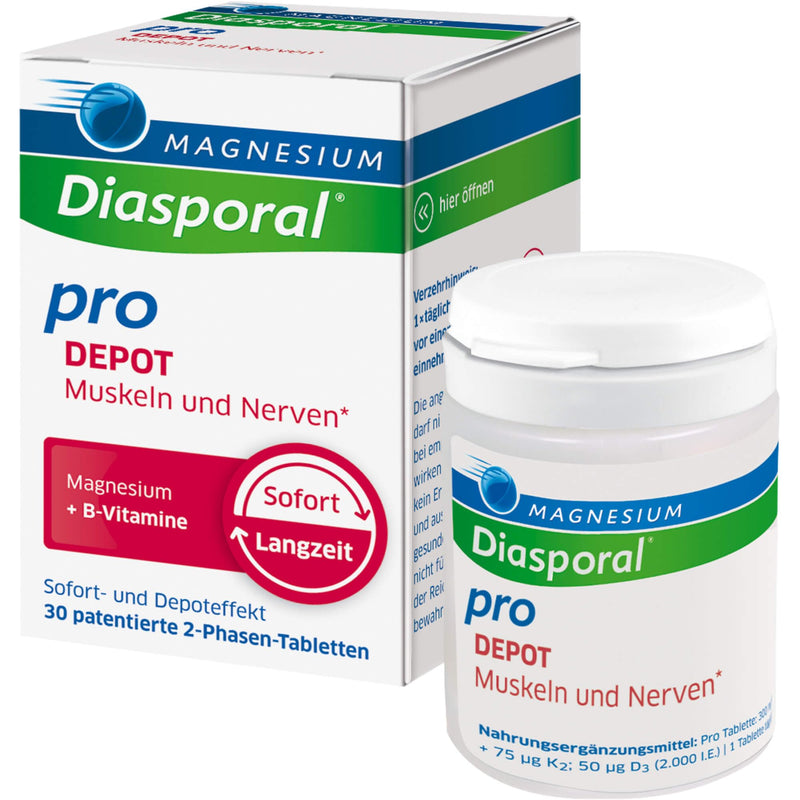Magnesium Diasporal Pro DEPOT Muscles and Nerves, 30 tablets: Magnesium and vitamin B complex, high-dose capsules - NewNest Australia