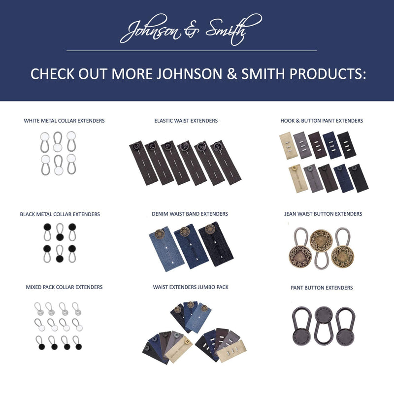 Waistband Extenders by Johnson & Smith | Button Extender for Pants | Denim Material | Pack of 5 Shades | Premium Metal Buttons | 2 Button Holes | Button Extender for Jeans - NewNest Australia