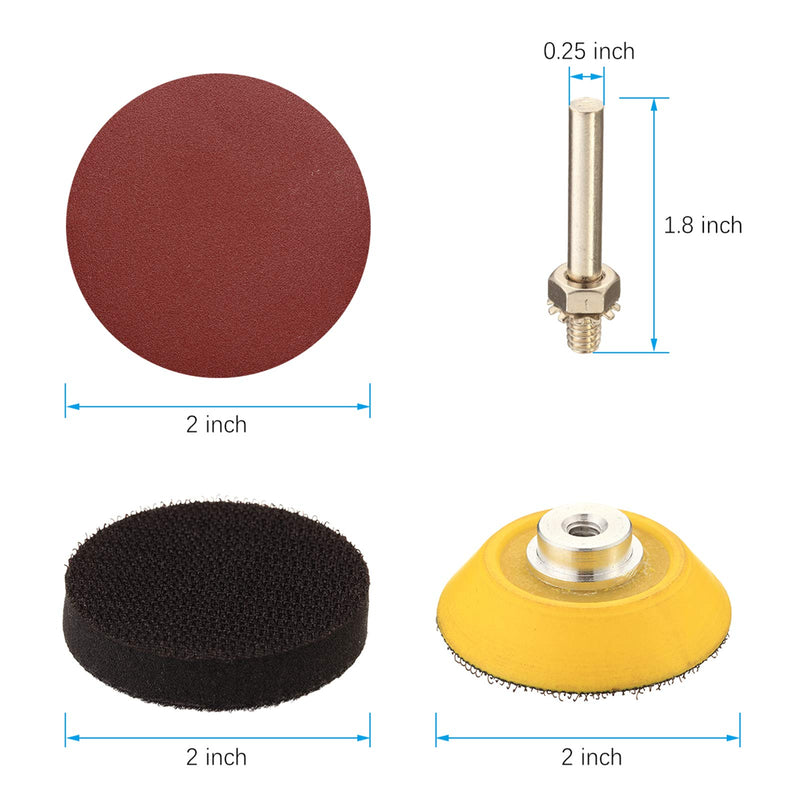 Miady 2-Inch Sanding Discs with 1 pc 2 Inch Drill Shank Backing Pad, 80/100/180/240/320/400/600/800/1000/1200/2000/3000 Assorted Grits-Pack of 120 - NewNest Australia