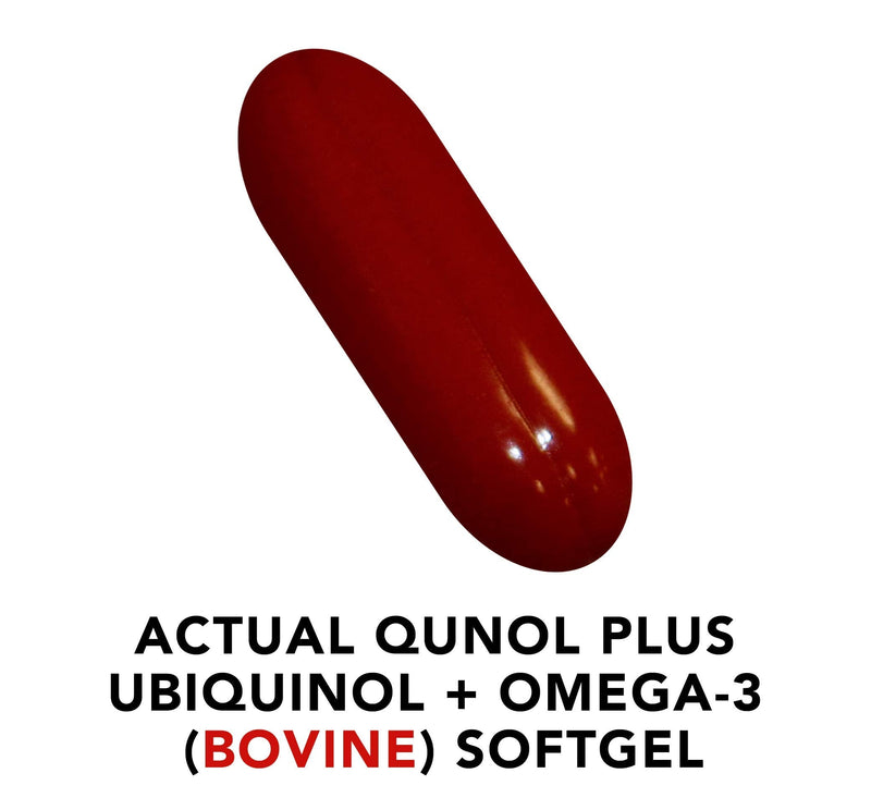 Qunol Plus Ubiquinol CoQ10 100mg, with Omega 3 Fish Oil 250mg, Extra Strength, Antioxidant for Heart & Vascular Health, Natural Supplement for Energy Production, Active Form of Coq10, 90 Count Bovine 100mg Softgels - NewNest Australia
