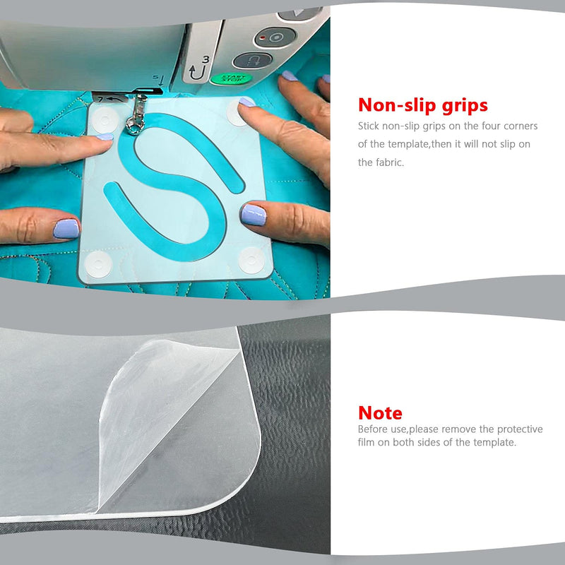 4Pcs Free Motion Quilting Rulers and Templates Set Feather Drop Leaves Semicircle Pattern 1/8 inch Thick Acrylic Quilting Templates for Domestic Sewing Machines with Non-Slip Grips(Style C) StyleC - NewNest Australia