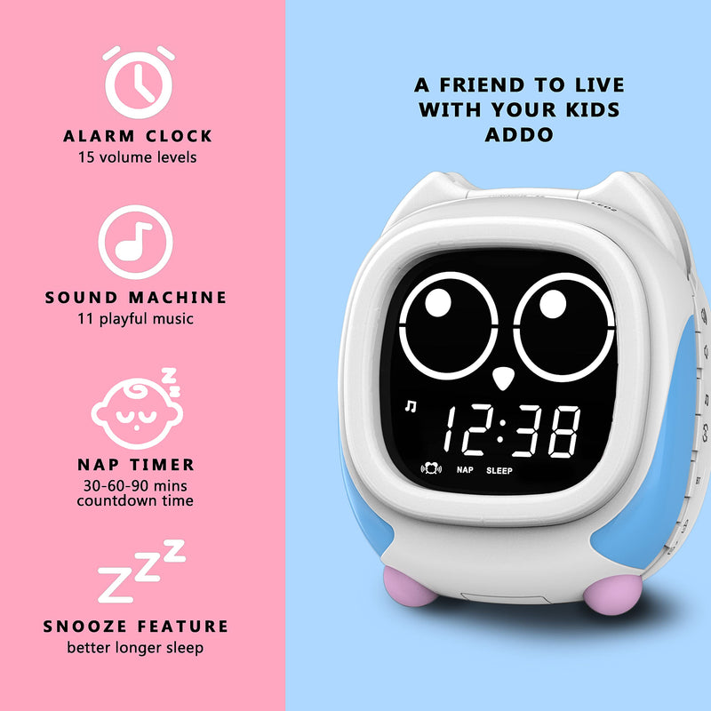Addo Cks912 Children'S Alarm Clock, Light Alarm Clock, Sunrise/Sunset Simulation Bedside Lamp, Grow Children'S Clock Trainer, White Noise Sleep Sounds Alarm Clock Owl Itoma - NewNest Australia