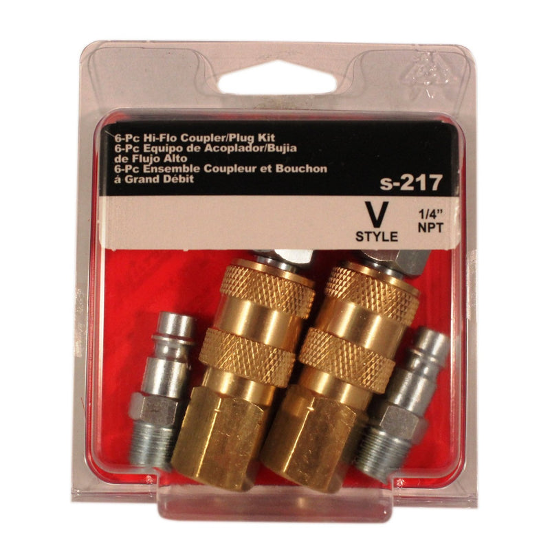 Milton S-217 1/4" NPT V Style Coupler and Plug Kit - 6 Piece - NewNest Australia