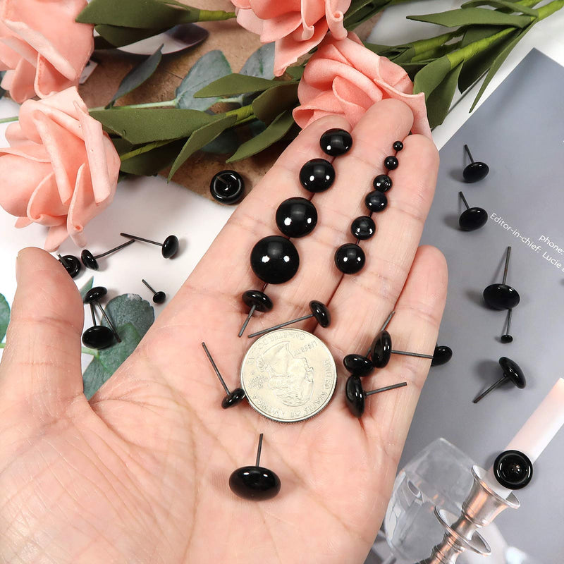 TOAOB 100pcs Black Glass Eyes Kits 3mm to 12mm Assorted Sizes for Crafts Needle Felting Bears Dolls Decoys Sewing 3/4/5/6/7/8/9/10/11/12mm - NewNest Australia