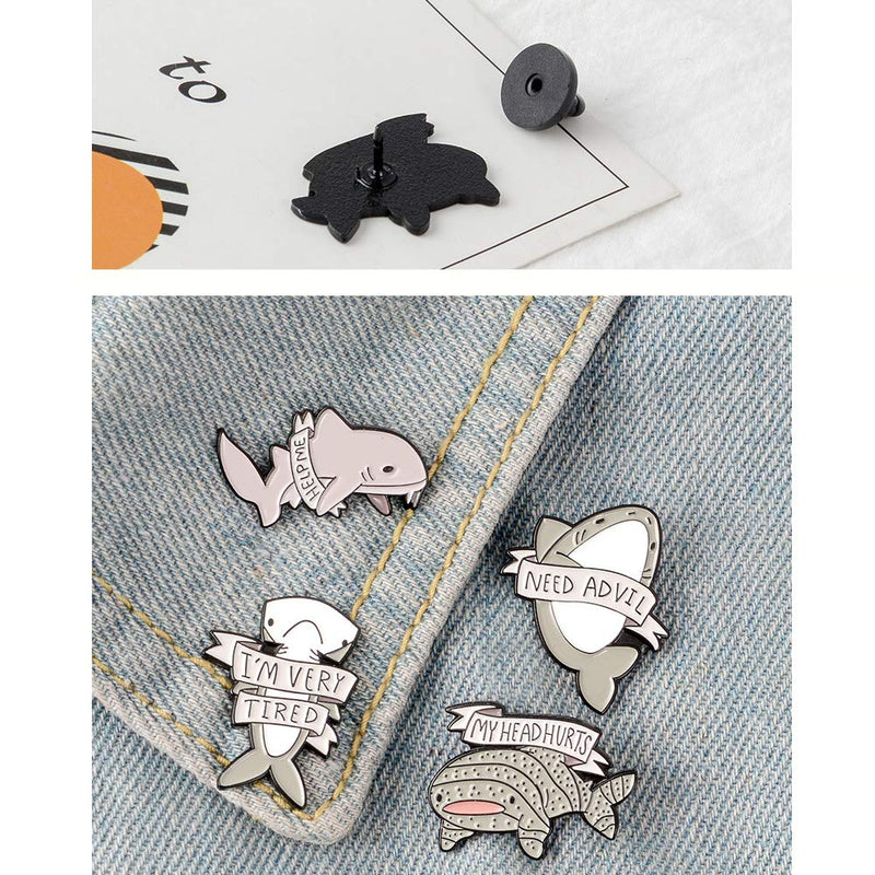 4Pcs Creative Lovely Ocean Animal Brooch Pins Whale Shark Enamel Lapel Pin Lettering Pins Schoolbag Micro Cap Top Lapel Badge - NewNest Australia