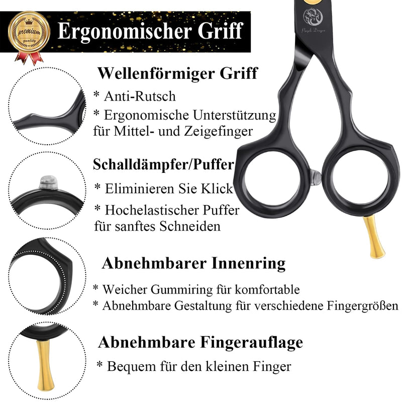Purple Dragon Hair Scissors 5.5 Inch Professional Hairdressing Scissors Hairdressing Scissors Set Perfect Haircut for Men and Women Sharp Scissors for Barber/Hairdresser/Beginners (Black) Black - NewNest Australia