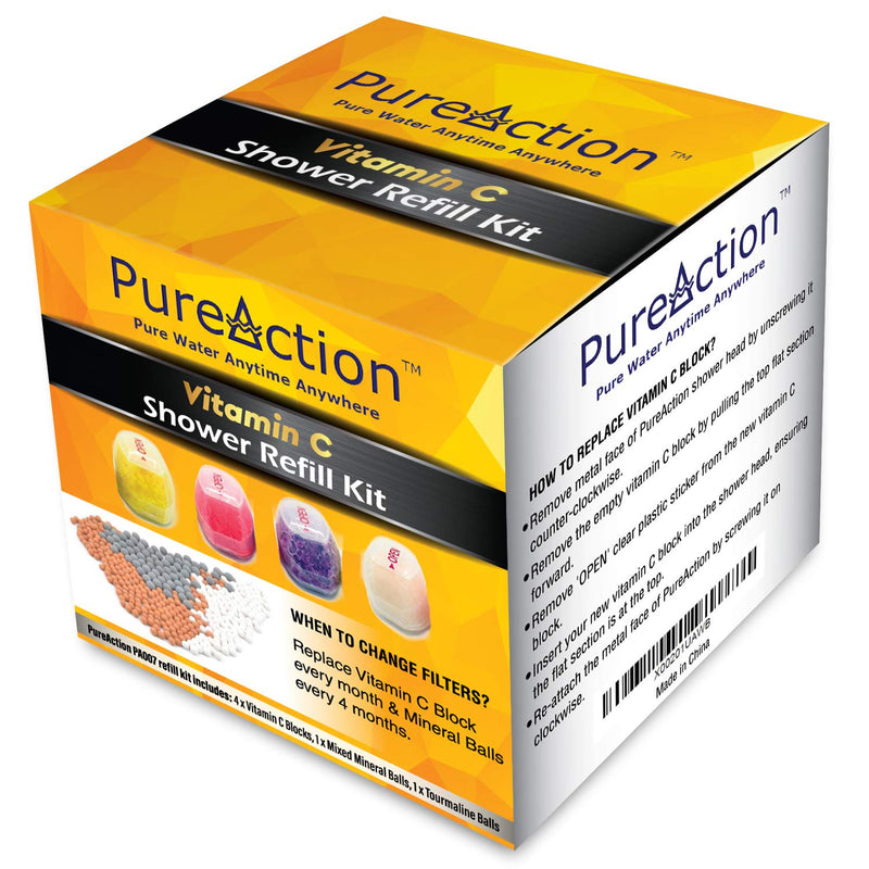PureAction Replacement Filters Set for use with Vitamin C Filter Shower Head SH158 - Removes Chlorine, Chloramine & Fluoride - Increases pH Softens Hard Water - NewNest Australia