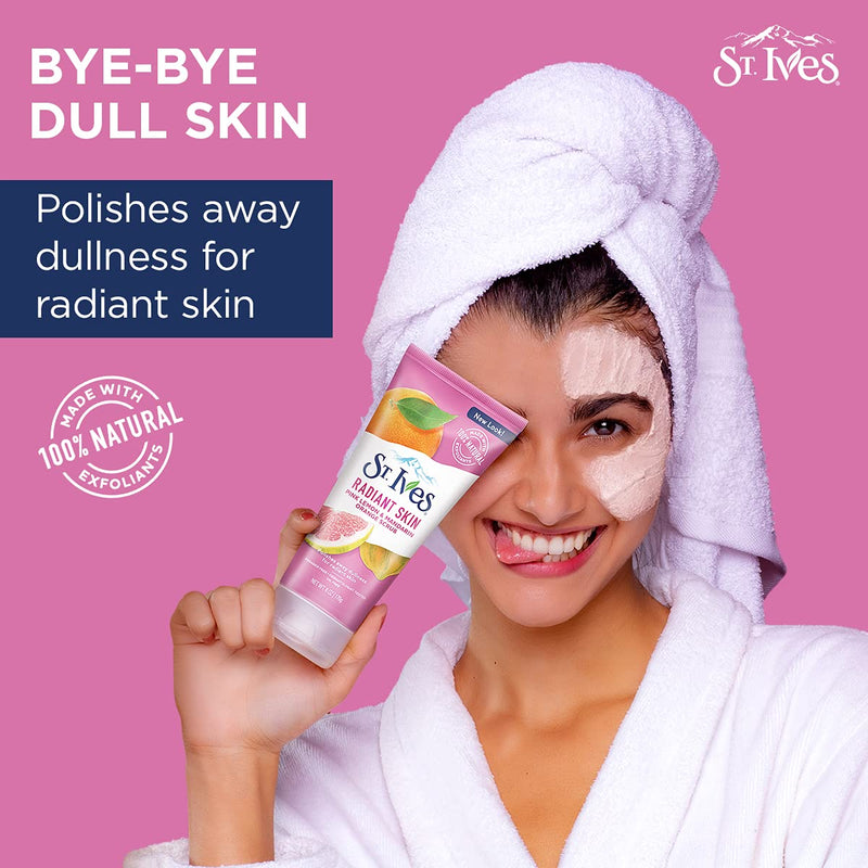 St. Ives Radiant Skin Face Scrub For Dull Skin Pink Lemon and Mandarin Orange Dermatologist-Tested Face Wash Scrub With 100 percent Natural Exfoliants 6 oz / 170gm - NewNest Australia