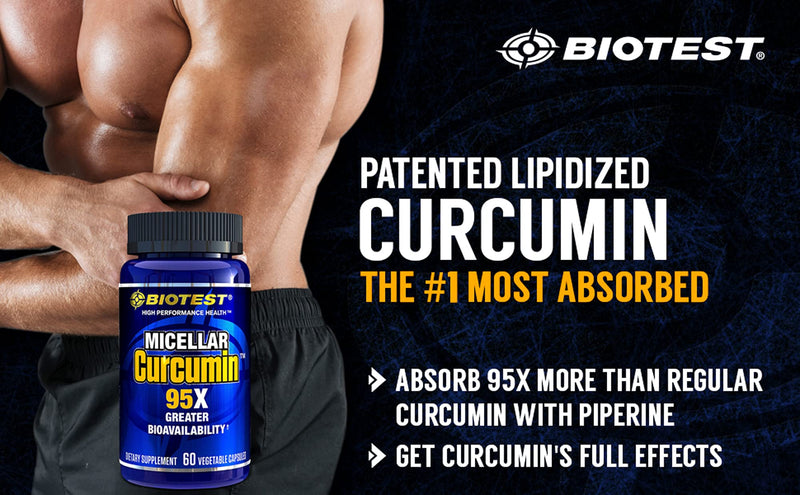 Biotest Micellar Curcumin Solid Lipid Turmeric Particles (2 Month Supply) - 95x Greater Absorption Than Piperine Formulas - for Heart Health, Joint Support, Immune Support (60 Veggie Capsules) - NewNest Australia