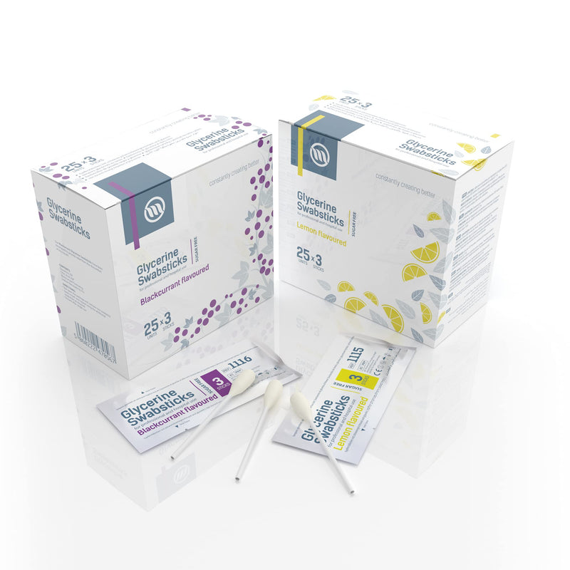 Optimum Medical Glycerin Swabsticks – Lemon or Blackcurrant Flavour Pleasant Tasting Sugar Free Swab Sticks for Dry Mouth Relief and Dental Hygiene (Lemon - Box of 75) Lemon - Box of 75 - NewNest Australia