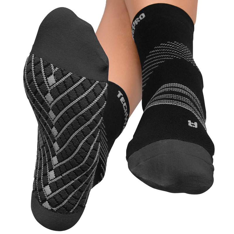 TechWare Pro Plantar Fasciitis Socks – Cushion Ankle Compression Socks Women & Men. Achilles Tendonitis Brace & Arch Support Medium Black / Gray - NewNest Australia