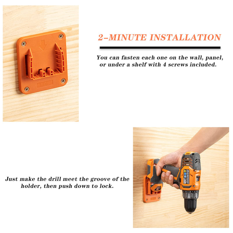 5 Packs Tools Drill Mount Holder, Fit for RIDGID 18V Li-ion Drill Tools Holder Dock Hanger with 20 Screws(No Tool) - NewNest Australia